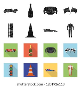Vector illustration of car and rally symbol. Set of car and race stock symbol for web.