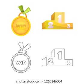 Vector illustration of car and rally symbol. Set of car and race vector icon for stock.