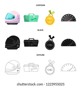 Vector illustration of car and rally symbol. Set of car and race stock vector illustration.