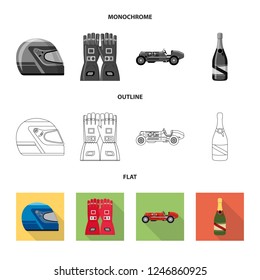 Vector illustration of car and rally symbol. Collection of car and race vector icon for stock.