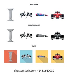Vector illustration of car and rally symbol. Collection of car and race stock symbol for web.