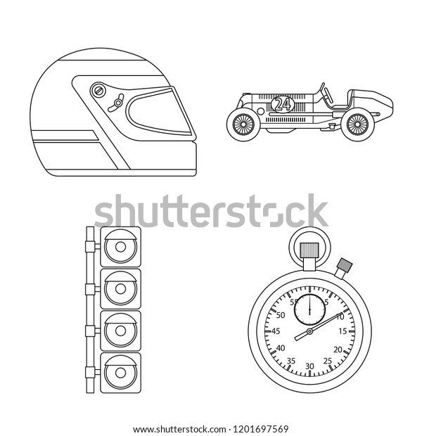 Vector illustration of car and\
rally symbol. Collection of car and race vector icon for\
stock.