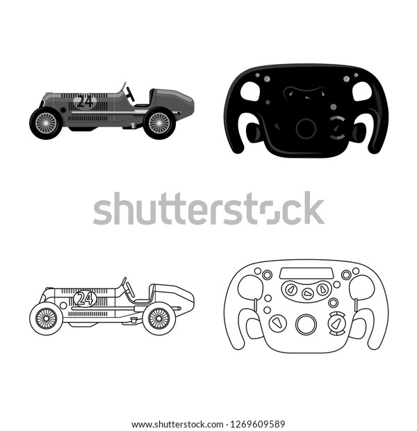 Vector illustration of car and\
rally symbol. Collection of car and race stock symbol for\
web.