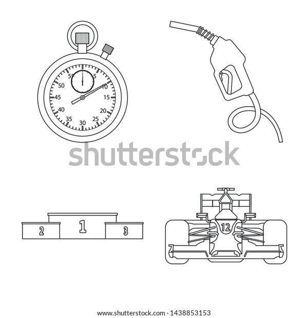 Vector illustration of car and rally\
symbol. Set of car and race stock symbol for\
web.