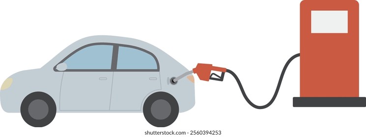 Vector illustration of a car refueling at a gas station
