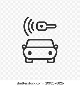 Vector illustration of car remote icon in dark color and transparent background(png).