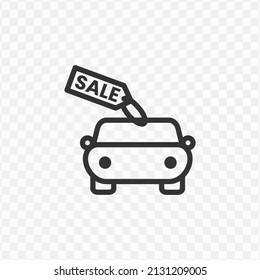 Vector illustration of car for sale icon in dark color and transparent background(png).