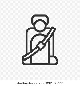 Vector illustration of car seat belt icon in dark color and transparent background(png).