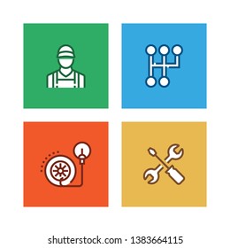 VECTOR ILLUSTRATION OF CAR SERVICE LINE ICON SET