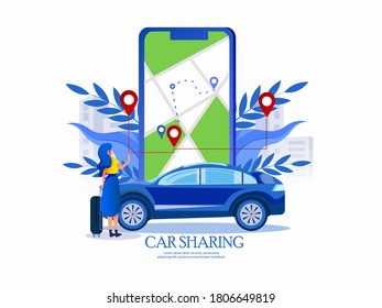 vector illustration Car Sharing Service  And Rent Service 