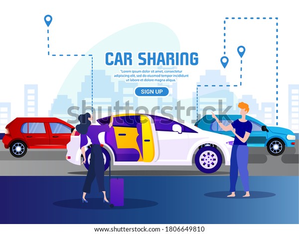 vector illustration Car Sharing Service  And Rent
Service 