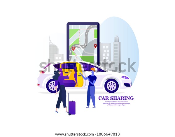 vector illustration Car Sharing Service  And Rent\
Service 