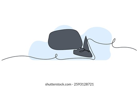 Vector illustration of car side mirror. Modern flat in continuous line style.