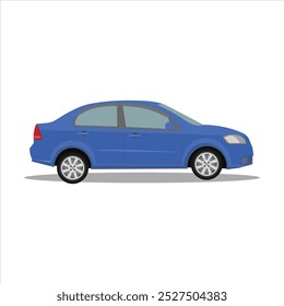 Vector illustration of car side view in cartoon flat style. Sedan type of land vehicle, hybrid and electric car. Compact modern technology transportation for icon, logo, symbol, graphich resource