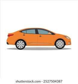 Vector illustration of car side view in cartoon flat style. Sedan type of land vehicle, hybrid and electric car. Compact modern technology transportation for icon, logo, symbol, graphich resource