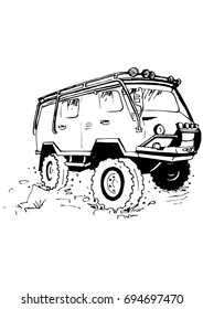 vector illustration car, sketch car, off-road