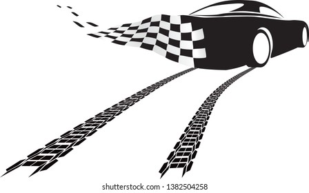 Vector illustration of a car sliding or drifting on a white background,