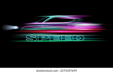 Vector illustration of car speed and light symbol.