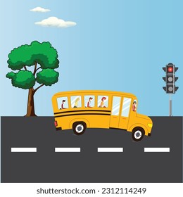 Ilustración vectorial de las paradas del coche. Ejemplo de inertia.transporte. reglas de tráfico.Primera ley de Newtons.