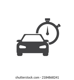 vector illustration of car and stopwatch icon.