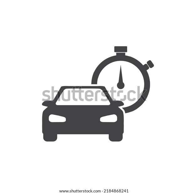 vector\
illustration of car and stopwatch\
icon.