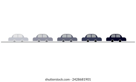 Vector illustration of a car in straight motion, diagram for the study of physics, exact sciences, education, school.