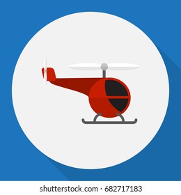 Vector Illustration Of Car Symbol On Helicopter Flat Icon. Premium Quality Isolated Chopper Element In Trendy Flat Style.