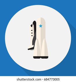 Vector Illustration Of Car Symbol On Rocket Flat Icon. Premium Quality Isolated Missile Element In Trendy Flat Style.