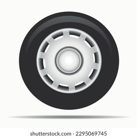 Vector illustration of a car tire with a cap on a white background