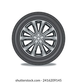 a vector illustration of car tire complete with rims