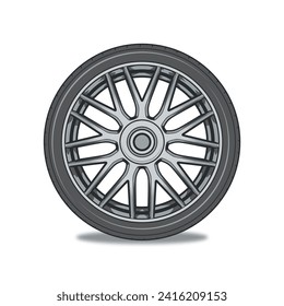 a vector illustration of car tire complete with rims