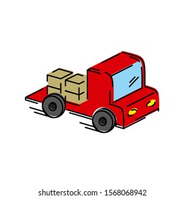 Vector illustration with a car. Illustration with a truck. Design element for logo, card, web, store, factory, production and other uses.