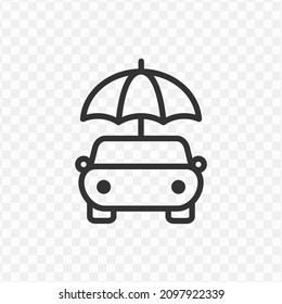 Vector illustration of car umbrella icon in dark color and transparent background(png).