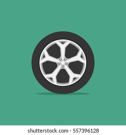 Vector illustration of car wheel in flat style.