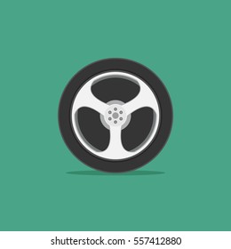 Vector illustration of car wheel in flat style.