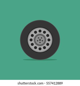 Vector illustration of car wheel in flat style.