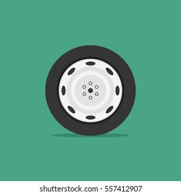 Vector illustration of car wheel in flat style.