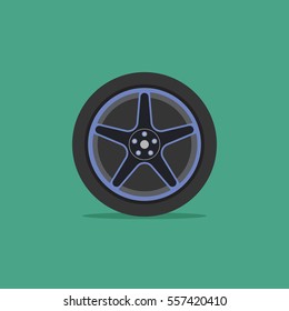 Vector illustration of car wheel in flat style.