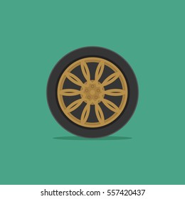 Vector illustration of car wheel in flat style.