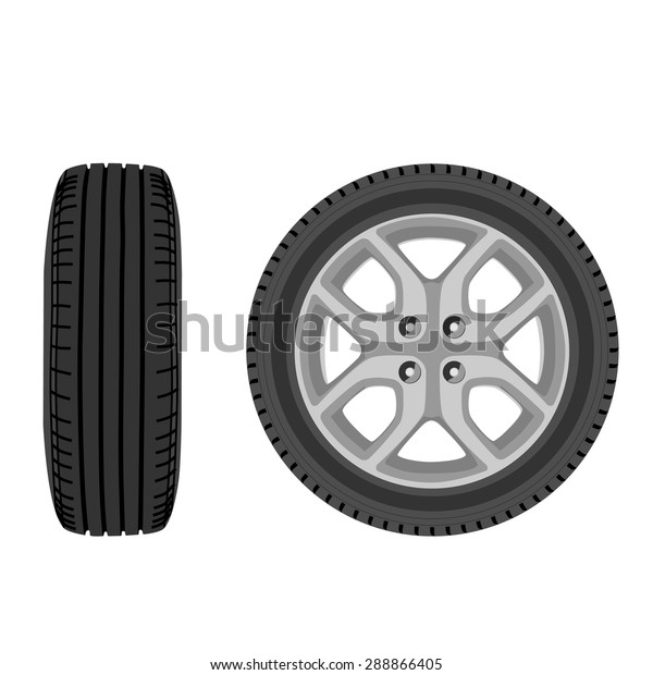 車輪の前面と側面図のベクターイラスト 輸送ホイール 車のタイヤ のベクター画像素材 ロイヤリティフリー