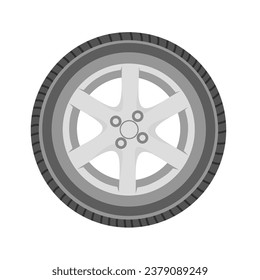 Vector illustration of car wheel isolated on white background