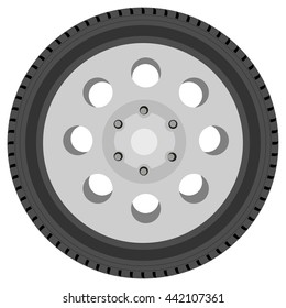 Vector illustration car wheel vector isolated on white background. Car tire. Transport wheel icon