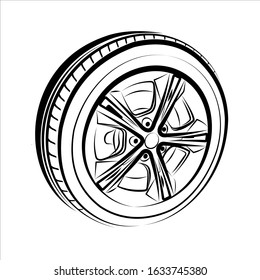 Vector illustration - Car wheel on a white background.