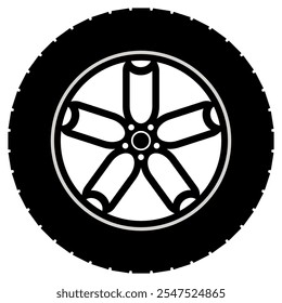 Ilustración vectorial de una rueda de coche sobre un fondo blanco. Neumático. Archivo EPS 10.