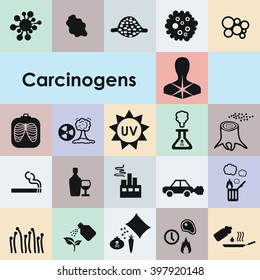 vector illustration / carcinogen icons set svg