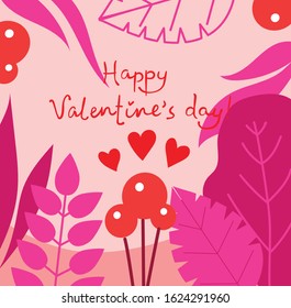 Vector illustration card with abstract background and funny greeting text Happy Valentine's Day