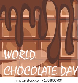 vector illustration of a card for all chocolate day, chocolate day poster, banner with a chocolate bar, there is a place for text