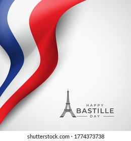 Vector illustration, card, banner or poster for the French National Day, Bastille Day, Fourteenth of July.