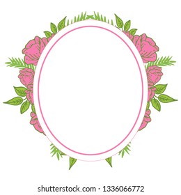 Vector illustration card with beauty pink flower frame hand drawn
