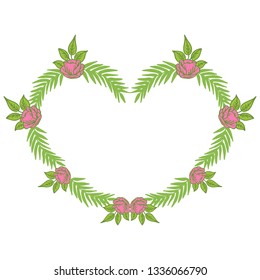 Vector illustration card with beauty pink flower frame hand drawn